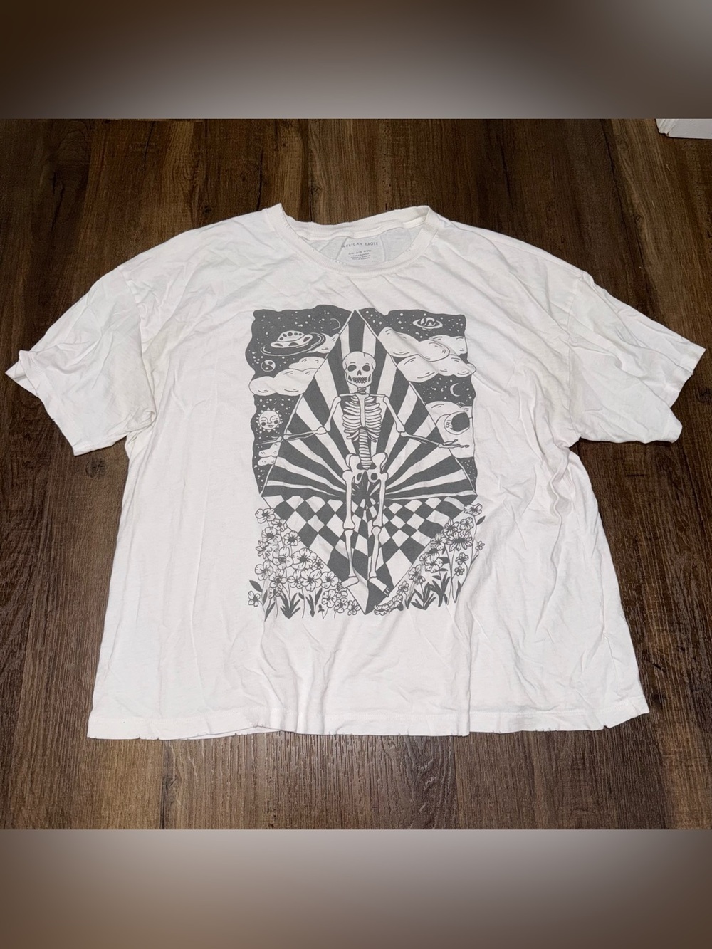 American Eagle Skeleton Celestial Graphic T-Shirt - Women's L/XL